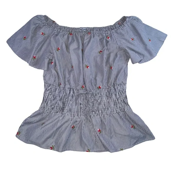 Roommates Striped Floral Lace Up Top Blouse - Woman’s Size 2X - Picture 1 of 8